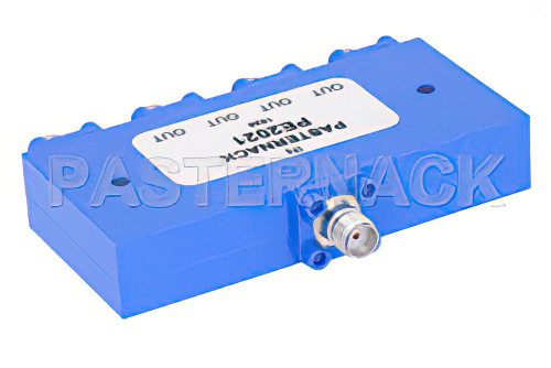 50 Ω、SMA ウィルキンソン電力4分配器、7 GHz 〜 12.4 GHz、定格 10 W