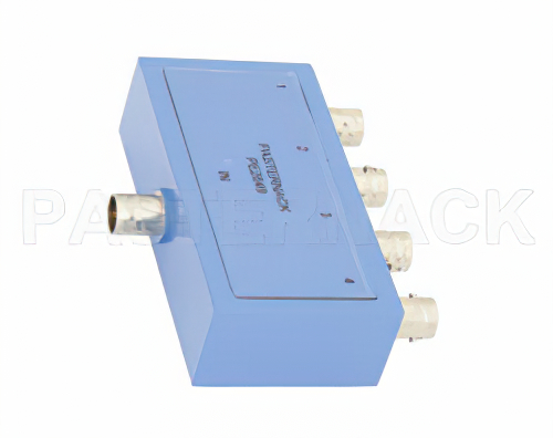 75 Ω、BNC 電力4分配器、2 MHz 〜 500 MHz、定格 1 W