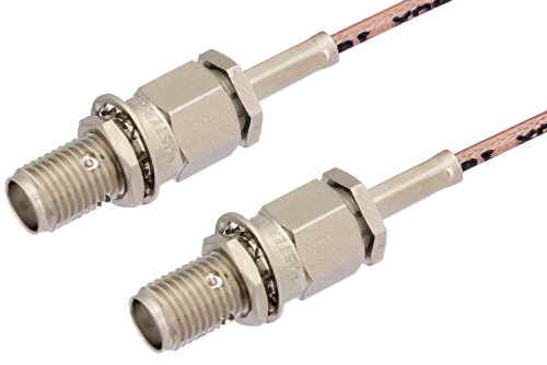 SMA Female Bulkhead to SMA Female Bulkhead Cable Using RG178 Coax , LF Solder