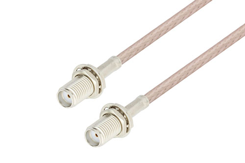 SMA メス バルクヘッド 〜 SMA メス バルクヘッドケーブル、RG316 同軸、鉛フリーはんだ