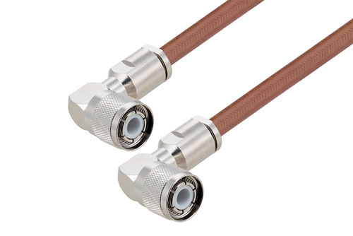 HN オス直角 〜 HN オス直角 ケーブル、RG393 同軸 、鉛フリーはんだ