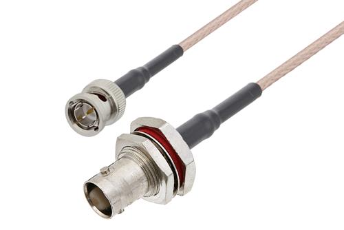 75 Ω BNC オス 〜 75 Ω BNC メス バルクヘッドケーブル、75 Ω RG179 同軸、熱収縮チューブ