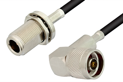 N オス 直角 〜 N メス バルクヘッドケーブル、RG223 同軸