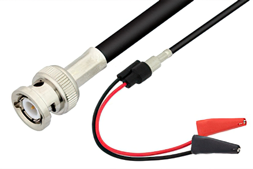 BNCオスから小型 ワニ口クリップ; 75 Ω; RG59B/U