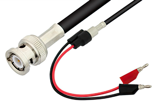 BNCオスから小型 スタッキングバナナプラグ; 75 Ω; RG59B/U