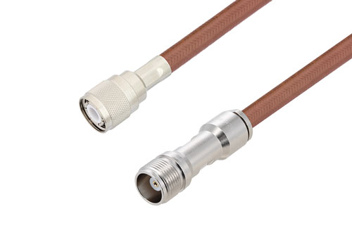 HN Male to HN Female Cable Using RG393 Coax , LF Solder