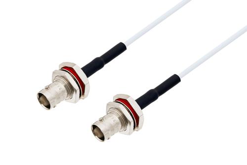 BNC メス バルクヘッド 〜 BNC メス バルクヘッドケーブル、RG188 同軸、熱収縮チューブ