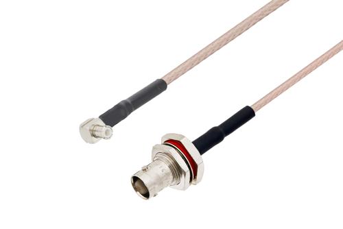 MCX プラグ 直角 〜 BNC メス バルクヘッドケーブル、RG316 同軸、熱収縮チューブ