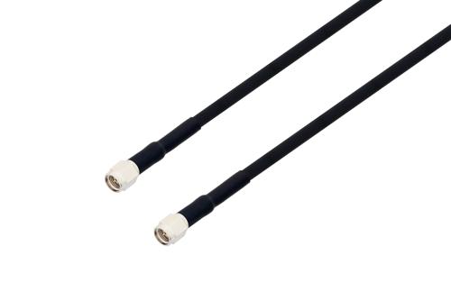 SMA オス 〜 SMA オス ケーブル、RG223 同軸、熱収縮チューブ、鉛フリーはんだ