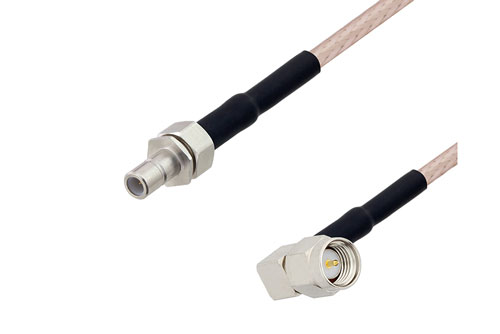 SMA オス直角 〜 SMB ジャック ケーブル、RG316 同軸 、熱収縮チューブ付、鉛フリーはんだ