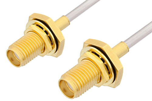 SMA メス バルクヘッド 〜 SMA メス バルクヘッドケーブル、PE-SR405AL 同軸