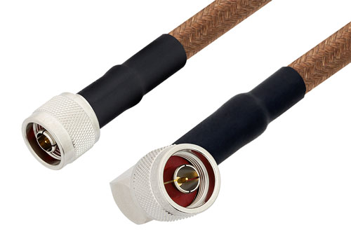 N オス 〜 N オス 直角ケーブル、RG225 同軸、鉛フリーはんだ