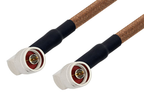 N オス 直角 〜 N オス 直角ケーブル、RG225 同軸、鉛フリーはんだ