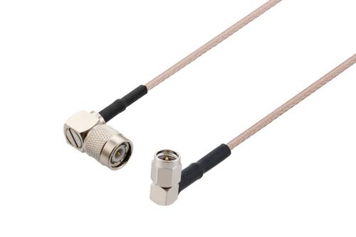 TNC オス 直角 〜 SMA オス 直角ケーブル、RG316-DS 同軸、熱収縮チューブ