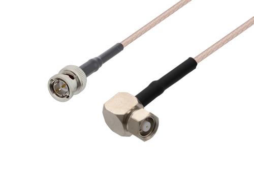 75 Ω BNC オス ～  75 Ω SMC プラグ 直角, ケーブル 75 Ω RG179 同軸, 熱収縮チューブ
