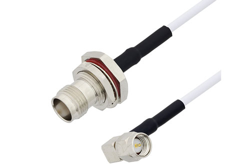 TNC Female Bulkhead to SMA Male Right Angle Cable Using RG188 Coax with HeatShrink