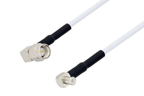 SMA オス直角 〜 MCX プラグ 直角 ケーブル、RG188 同軸 、熱収縮チューブ付