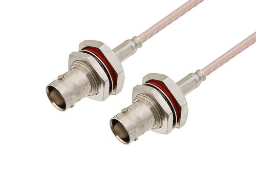 BNC メス バルクヘッド ～ BNC メス バルクヘッド, ケーブル RG316 同軸 , 鉛フリーはんだ