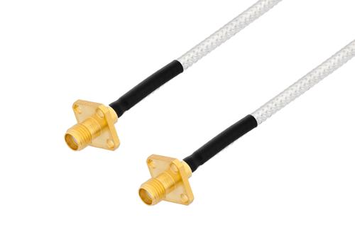 SMA メス 4 穴フランジから SMA メス 4 穴フランジ, ケーブル PE-SR402FL 同軸, 熱収縮チューブ