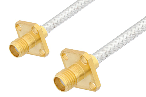 SMA メス 4ホールパネル 〜 SMA メス 4ホールパネルケーブル、PE-SR402FL 同軸