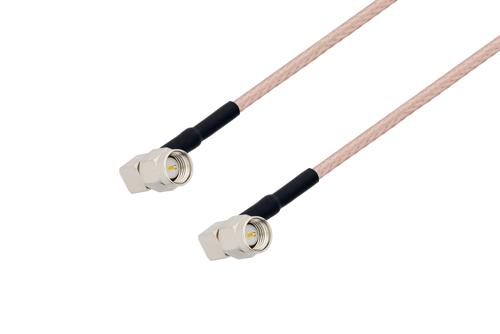 SMA オス直角 ～ SMA オス直角, ケーブル RG316 同軸, 熱収縮チューブ, 90 度反転