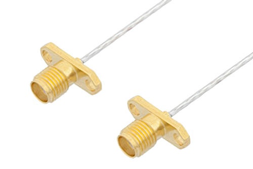 SMA メス 2ホールパネル 〜 SMA メス 2ホールパネルケーブル、PE-SR047FL 同軸、鉛フリーはんだ