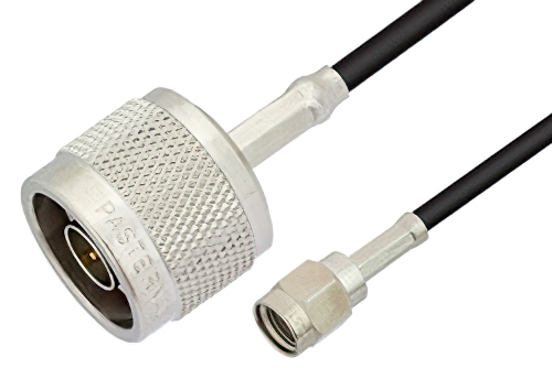 逆極性 SMA オス 〜 N オス ケーブル、RG174 同軸、鉛フリーはんだ