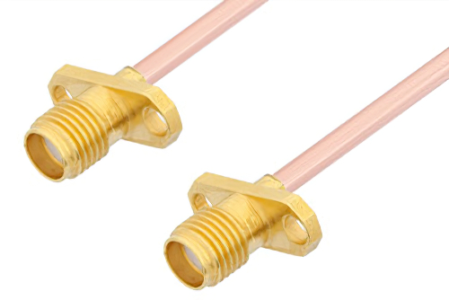 SMA メス 2ホールパネル 〜 SMA メス 2ホールパネルケーブル、RG402 同軸