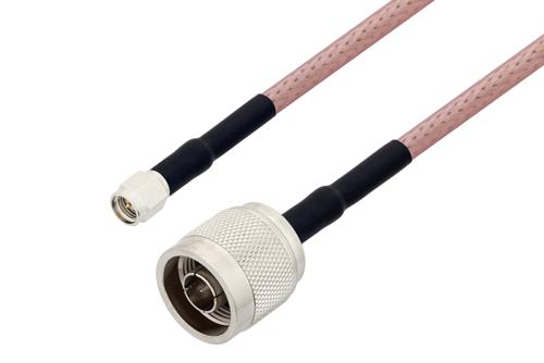 SMA オス 〜 N オス ケーブル、RG142 同軸、熱収縮チューブ、鉛フリーはんだ
