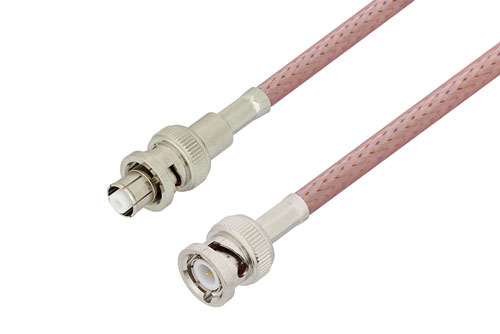 SHV プラグ 〜 BNC オス ケーブル、RG142 同軸 、鉛フリーはんだ