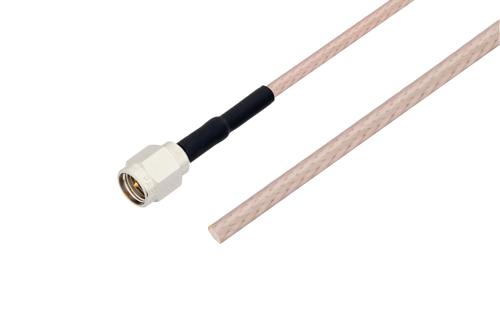 SMA オス 〜 切り離し同軸線、加工無し 雌雄同形 ケーブル、75 Ω RG179 同軸、熱収縮チューブ