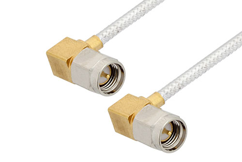 SMA オス直角 〜 SMA オス直角 ケーブル、PE-SR405FL 同軸、270度角回転