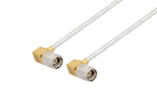 SMA オス 直角 〜 SMA オス 直角ケーブル、PE-SR405FL 同軸、90度 回転