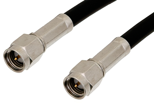 SMA オス 〜 SMA オス ケーブル、75 Ω RG59 同軸、鉛フリーはんだ