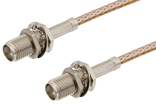 SMA メス バルクヘッド ～ SMA メス バルクヘッド, ケーブル RG316-DS 同軸 , 鉛フリーはんだ