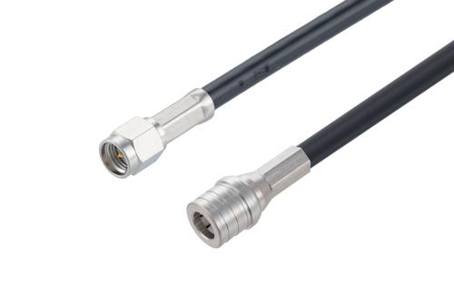 QMA オス ～  SMA オス, ケーブル RG58 同軸 , 鉛フリーはんだ