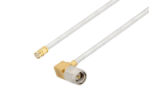 SMA Male Right Angle to SMP Female Cable Using PE-SR405FL Coax