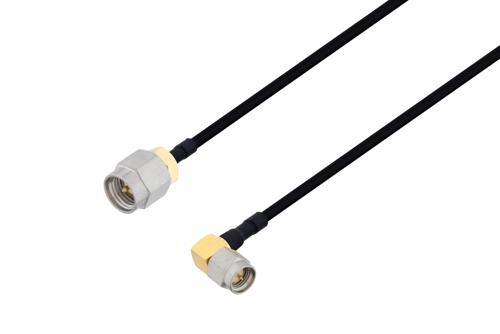 SMA オス 〜 SMA オス 直角ケーブル、PE-SR402FLJ 同軸、熱収縮チューブ