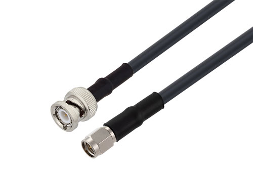 SMA オス 〜 BNC オス ケーブル、LMR-195 同軸、二重熱収縮チューブ