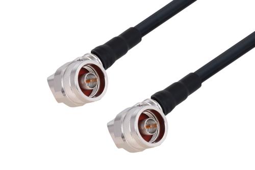 N Male Right Angle to N Male Right Angle Low Loss Cable Using LMR-400 Coax with HeatShrink and 270 Deg. Clock