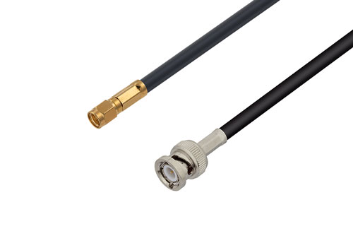 SMA オス 〜 BNC オス ケーブル、LMR-240 同軸、鉛フリーはんだ
