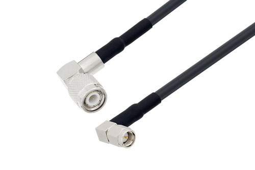 TNC オス 直角 〜 SMA オス 直角、低損失ケーブル、LMR-195 同軸、熱収縮チューブ