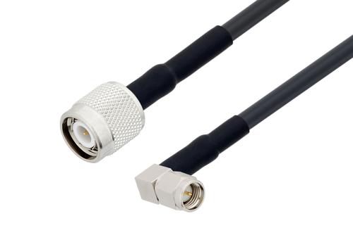 TNC オス 〜 SMA オス 直角、低損失ケーブル、LMR-195 同軸、熱収縮チューブ