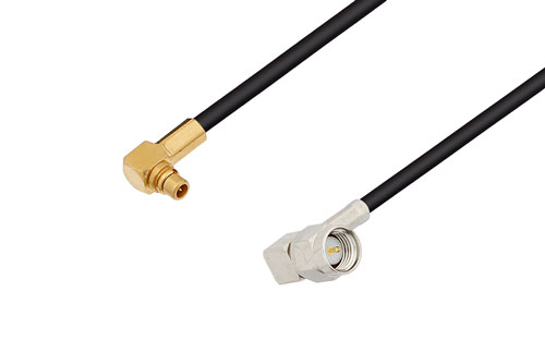 MMCX プラグ 直角 ～ SMA オス直角, ケーブル LMR-100 同軸, 90 度反転