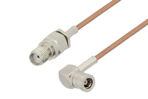 SMA メス 〜 SMB プラグ 直角ケーブル、RG178 同軸、鉛フリーはんだ