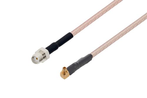 SMA メス ～ MMCX プラグ 直角, ケーブル RG316-DS 同軸, 熱収縮チューブ