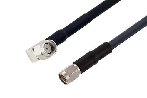 逆極性 SMA オス 直角 〜 SMA オス ケーブル、LMR-195 同軸、熱収縮チューブ