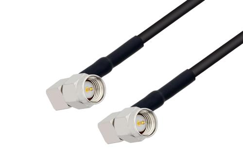 SMA オス 直角 ～ SMA オス 直角 低損失ケーブル, LMR-100 同軸, 熱収縮チューブ付