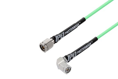 TNC Male to TNC Male Right Angle Low Loss Test Cable Using PE-P142LL Coax with HeatShrink, LF Solder, Lock Wire