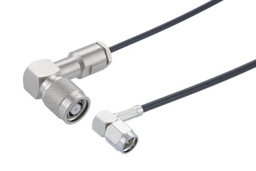 SMA オス 直角 ～ 逆極性 TNC プラグ 直角 低損失ケーブル, LMR-100A-UF 同軸